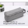 Wholesale Men Vintage Zipper Cosmetic Bag Leather Wash Cotton Canvas Makeup Bag