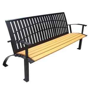 Glossy Matte Finish Outdoor Recycled Plastic Benches With Powder Coated Steel Frame
