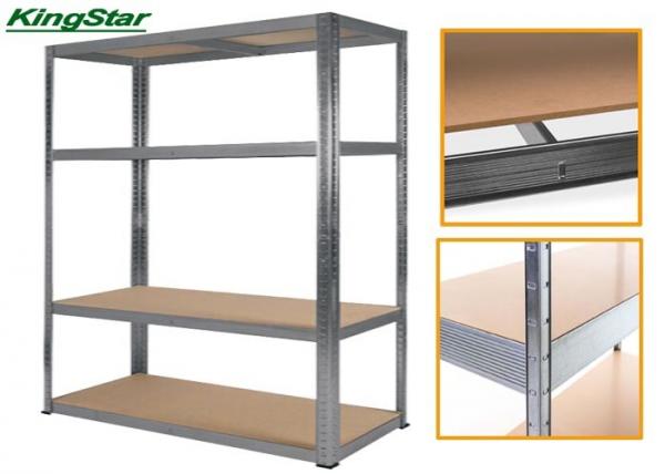 Galvanized Finish Boltless Warehouse Shelving System With Curved Edge