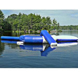 China Blue Outdoor Inflatable Water Trampoline, Customized Inflatable Water Toys For Lake supplier