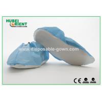 China PP Coated CPE Disposable Shoe Cover White / Blue Anti-Slip Shoe Cover on sale
