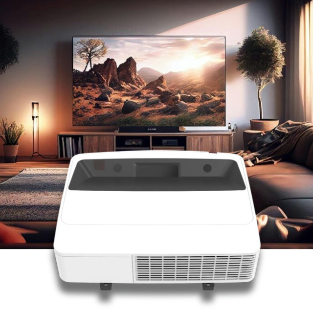 Proyector láser de ultra corta distancia 3LCD de alto contraste, potente con pantalla de 120 pulgadas