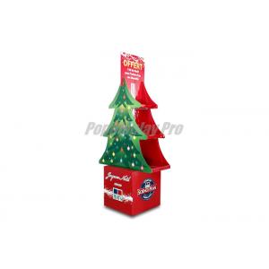 Light Duty Cardboard Floor Display Stands Stylish Christmas Tree Shaped