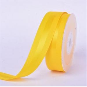 China Yellow flower decoration printing printed Grosgrain polyester printed fabric satin ribbon for label printer supplier
