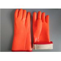 China Fluorescent Double Dipped PVC Gloves 35cm Length With Foam Insulated Liner on sale