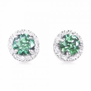 Piedra cúbica Ring Earrings Pure 925 Sterling Silver Fashion Jewelry Set del Zircon de los rubíes sintéticos verdes