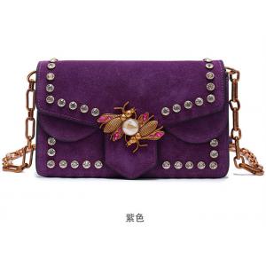 China Polished Leather Single Womens Shoulder Handbags , Honeybee Fashion Rivets Handbag supplier