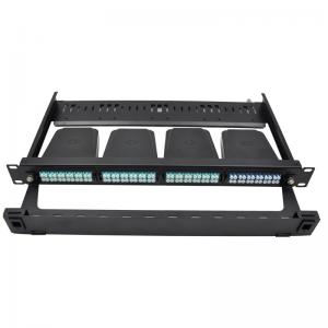 China 1U rack mount FHD fiber optic patch panel , holds up to 4x MTP-8 cassettes supplier