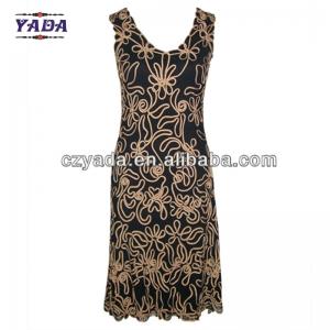 Black sleeveless vest embroidery floral dress womens tshirt silm western dresses for sale