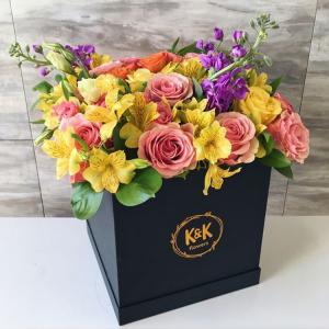 Custom Logo Printed Luxury Rigid Cardboard Square Flower Arrangement Box