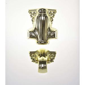 China Plastic Material Coffin Decoration Handles Shiny Gold Color Electronic Plating supplier