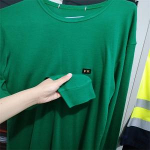 Green 5.5oz Protective FR Long Sleeve T Shirts Cotton Knitted