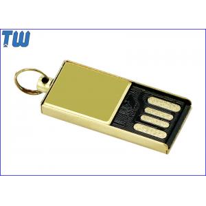 Tiny Delicate Glossy Golden Metal 4GB Flash Drive Free Key Ring