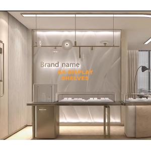 China Curved Commercial Jewellery Display Cases Stainless Steel Golden Style supplier