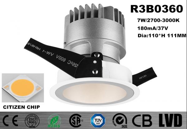 Die - Casting Aluminum Heat Sink Round Slim Trim LED COB Downlights 7W 2700K -