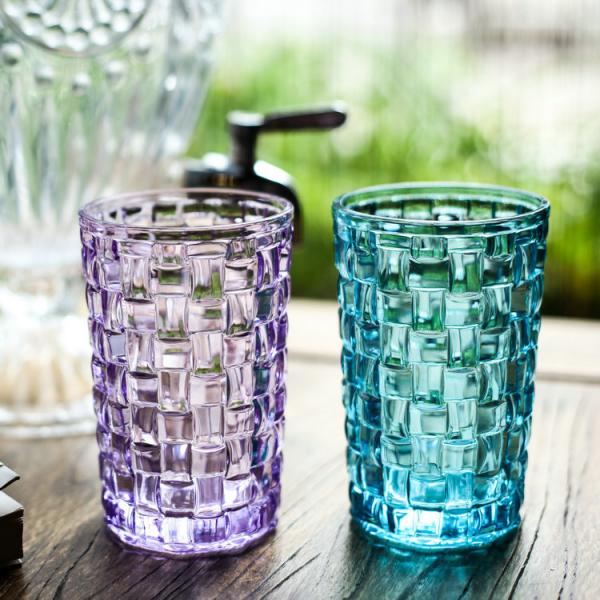 Tall Drinking Glass Water Cup , Weaving Personalized Whiskey Tumblers