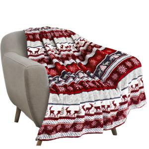 Woven Super Soft Custom Christmas Holiday Style Printed Decorations Flannel Throw Blanket