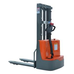 China Electric Wdith 850mm Walking 1.6M Straddle Pallet Lift Stacker supplier