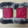 China 2018 Fashion Smooth Rex Rabbit genuine lamb Leather women fur Fingerless Gloves wholesale