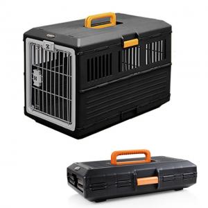 China Foldable Plastic Pet Travel Flight Carrier Portable Pet Crate Traveling Dog Cage Box supplier
