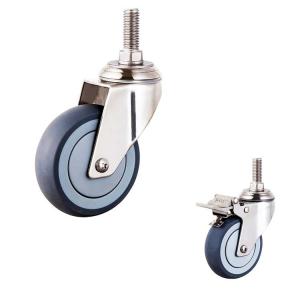 Soft TPR Wheel Threaded Stem 4 Inch Medium Duty 304SS Medical  Hospital Bed Casters