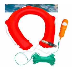 China Throw Over Water Rescue 0.6kg Inflatable Lifebuoy Horseshoe Life Ring With Rescue Rope supplier