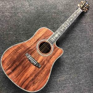 2020 New Handmade Cutaway Deluxe KOA Acoustic guitar solid koa wood with 100% all abalone inlay electric acoustic guitar