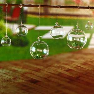 China Candle Ball Shape Decorative Glass Craft With Sling For Plant Borosilicate Glass supplier