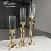 China Wedding Table Decoration Candlestick Gold Metal Wedding Candle Holder on sale