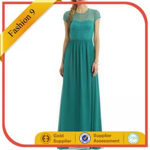 Teal Chiffon Gown Floor length Evening Dress