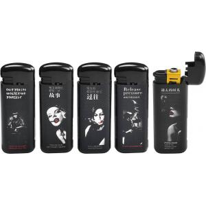 Five Colors USB Rechargeable Cigarette Lighter with Print Logo Gas Lighter 68*27.8*13mm