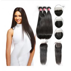 China SGS Straight Human Hair Weave / Peruvian Hair Bundles With Closure supplier