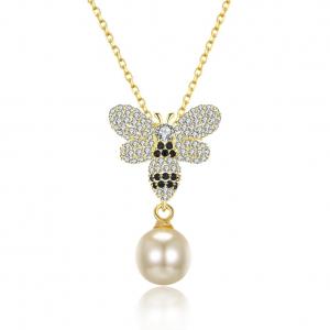 Fashion ODM Butterfly Crystal 0.27in Pearl 3.93g Sterling Silver Jewelry Necklaces