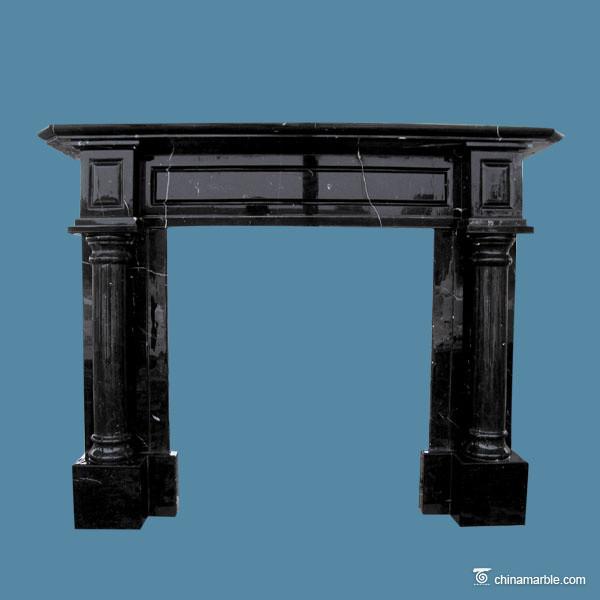 Black Marble Fireplace Hearth , Indoor Marble Fire Surround High Hardness