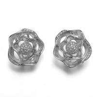 China Diamond Stud Earrings 925 Silver CZ Earrings Swirl White Round Clip on on sale