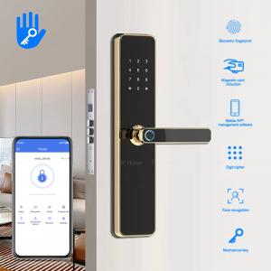 TT Lock Gold Smart Front Door Locks Anti Peep Password Fingerprint Card Acess