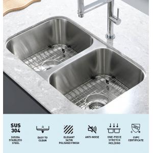 Rectangular 304 Stainless Steel Kitchen Sink Double Bowl For Garages Outdoors ODM