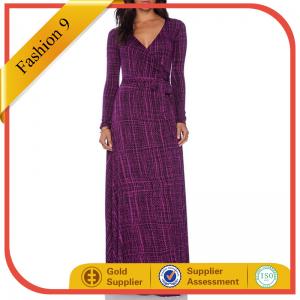 China Long Sleeved Knitted Printed Stripped Evening Dress supplier