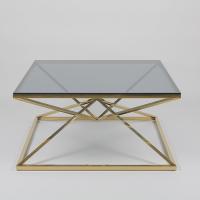 China Overlapping Triangles 0.5cbm Metal Frame Coffee Table With Clean Glass on sale