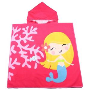 China Colored Beach Hooded Towel Poncho Childrens Swimming Towel supplier