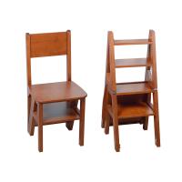 China Brown Ladder Back Wooden Folding Chair Multi Functional Transformed Chair Ladder on sale
