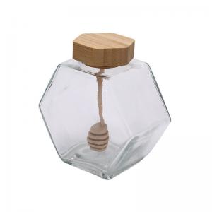380ML Clear Glass Honey Jar And Spoon Jam Sauce Jar Storage Bottles & Jars
