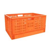 China Foldable Orange Plastic Storage Crate for Stackable and Space-saving Storage Solution on sale