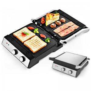4 Slice Indoor BBQ Panini Electric Press Grill With Temperature And Time Knob Control