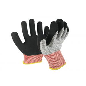China HPPE Liner Level 5 Cut Resistant Gloves Latex Sandy Coating Red Cuff supplier