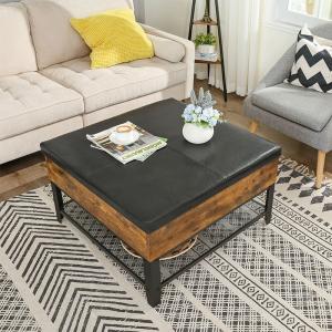 Ottoman Coffee Table For Sale, Storage Coffee Table, Rustic Brown Coffee Table, ULCT77BX