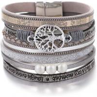 China Leather Multi Layer Wrap Wide Magnetic Buckle Bracelet Bohemian Tree Of Life Series on sale