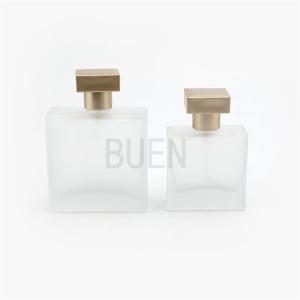 China Screw Thread Frosted Perfume Glass Bottle Square Multicolor 1oz supplier