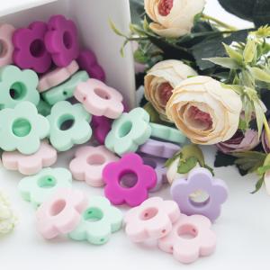 China Flower Holes Silicone Teething Bead 4.5cm For DIY Pacifier Clip Chew Necklace supplier