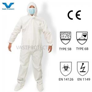 VPT621 PPE Industrial Safety Waterproof Breathable Chemical White Disposable Overalls
